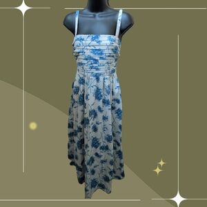 ✨ Nwt Emerson Poplin Wide Strap Midi Dress Size Extra Small In Cornflower Blue